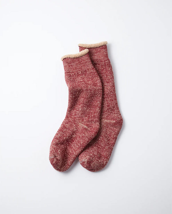 Double Face Crew Socks Red / Brown