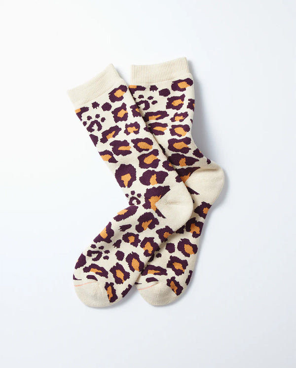 Pile Leopard Sock Bordeaux /  Orange