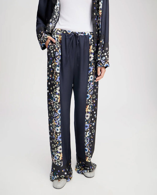 Fabert Silk Print Trouser Black Print