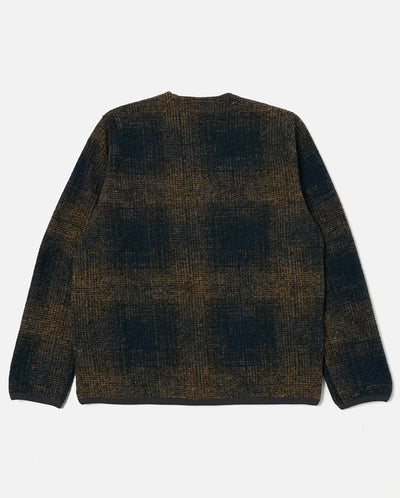 Check Fleece Cardigan Navy / Sand