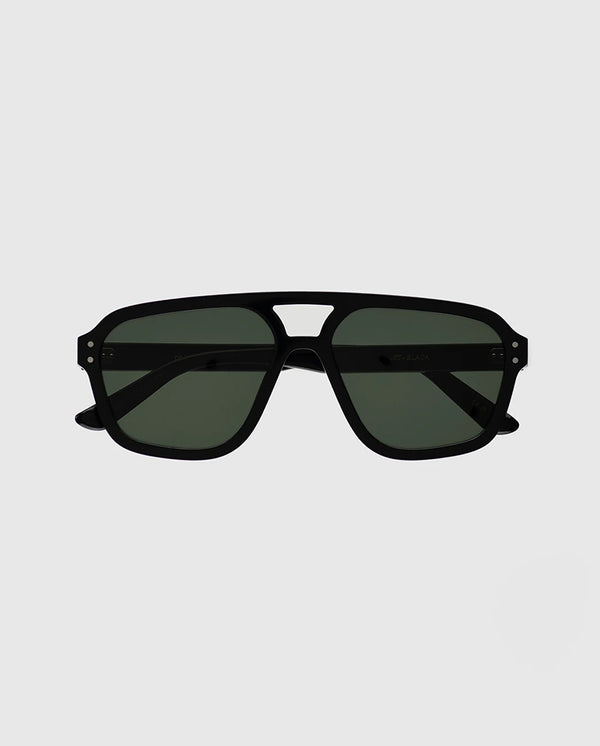 Jet Black Black / Green Solid Lens