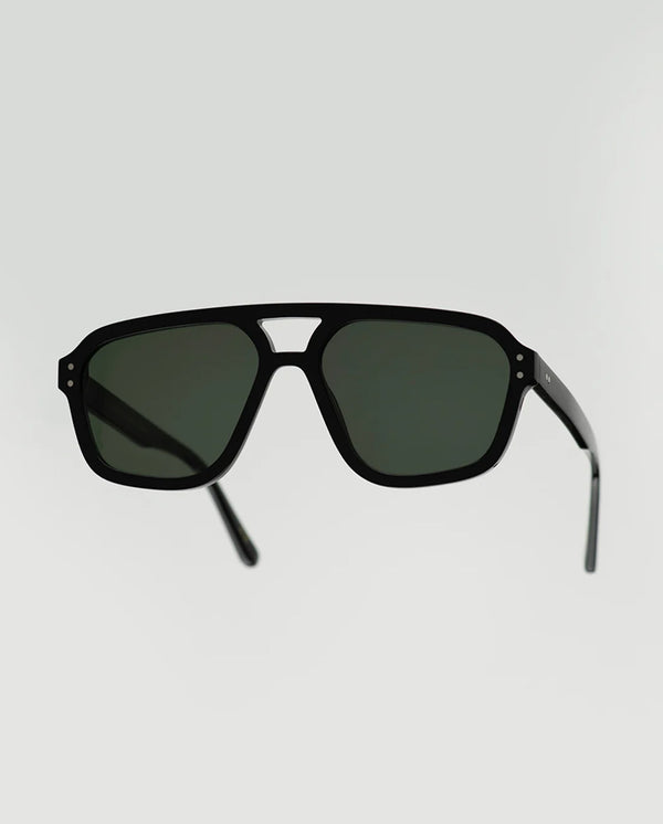 Jet Black Black / Green Solid Lens