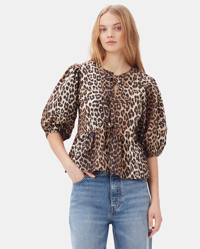 Printed Poplin Blouse Leopard