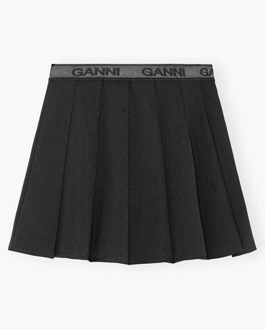 Denim Pleated Mini Skirt Gray Quill