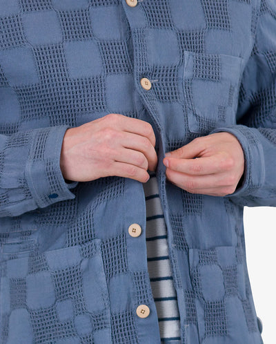 Waffle Assembly Jacket Soft Blue Waffle Check