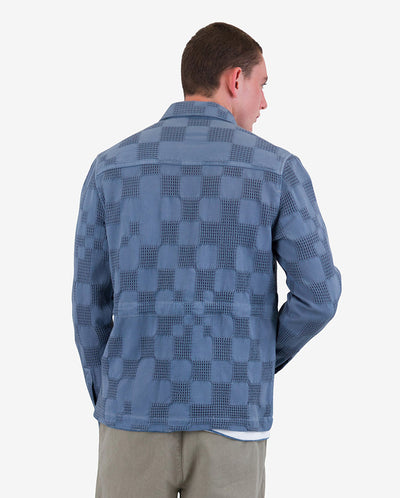 Waffle Assembly Jacket Soft Blue Waffle Check