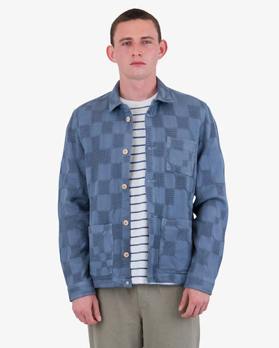 Waffle Assembly Jacket Soft Blue Waffle Check