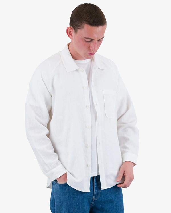 Raglan Shirt White Dropstitch Waffle