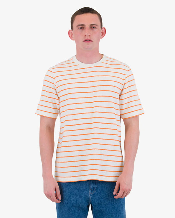 Textured Stripe Tee Ecru / Orange