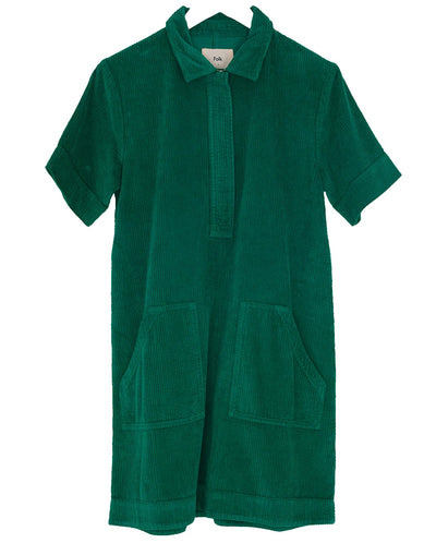 A line Cord Zip Dress Emerald