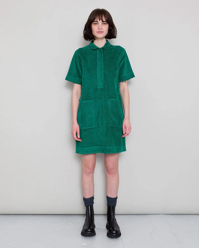 A line Cord Zip Dress Emerald