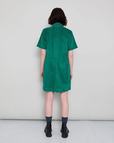 A line Cord Zip Dress Emerald