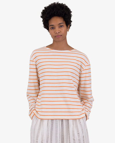 Boat Neck Tee Ecru / Orange