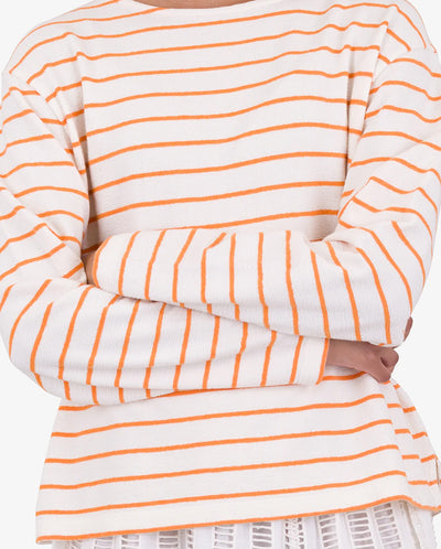 Boat Neck Tee Ecru / Orange