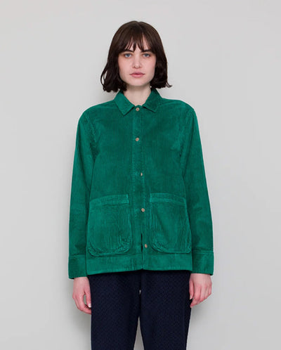 Cord Pleated Shirt Emerald