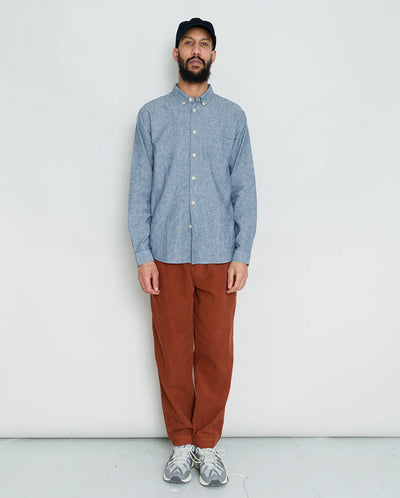 Relaxed Fit Shirt Indigo Linen Stripe