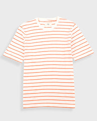 Textured Stripe Tee Ecru / Orange