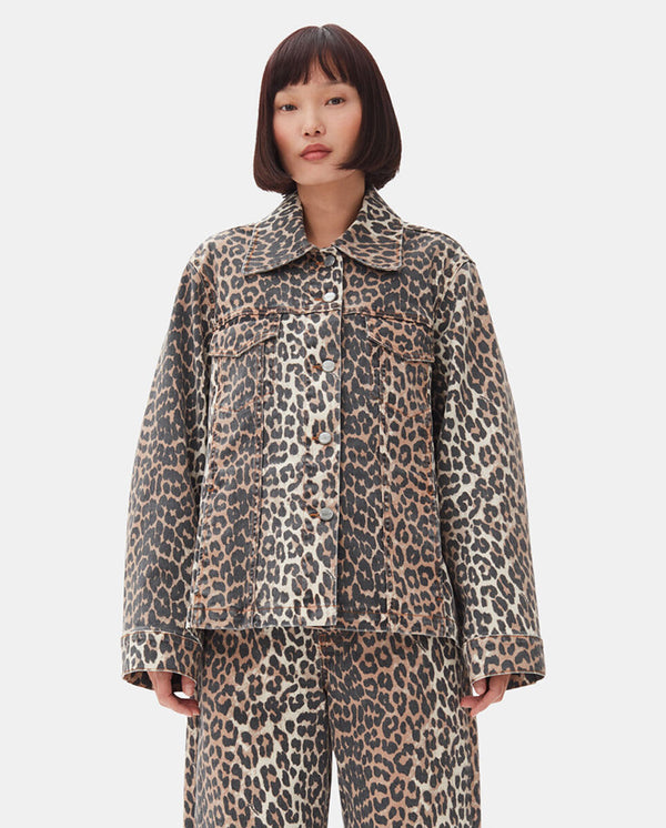 Printed Denim Jacket Leopard