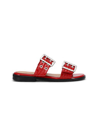 Feminine Buckle Strap sandal Racing Red