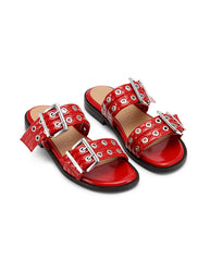 Feminine Buckle Strap sandal Racing Red