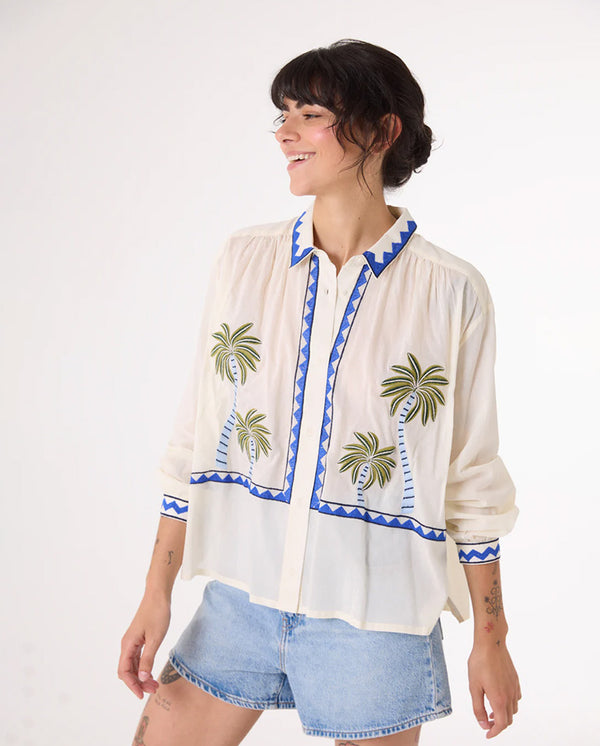 ALI Embroidered Jungle Blouse White Multi