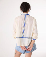 ALI Embroidered Jungle Blouse White Multi