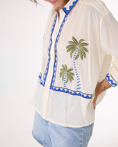 ALI Embroidered Jungle Blouse White Multi