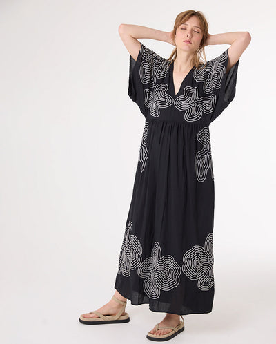 Alba Embroidered Dress BLACK