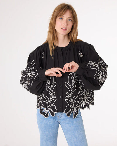 Lena Cut Out Blouse Black/White