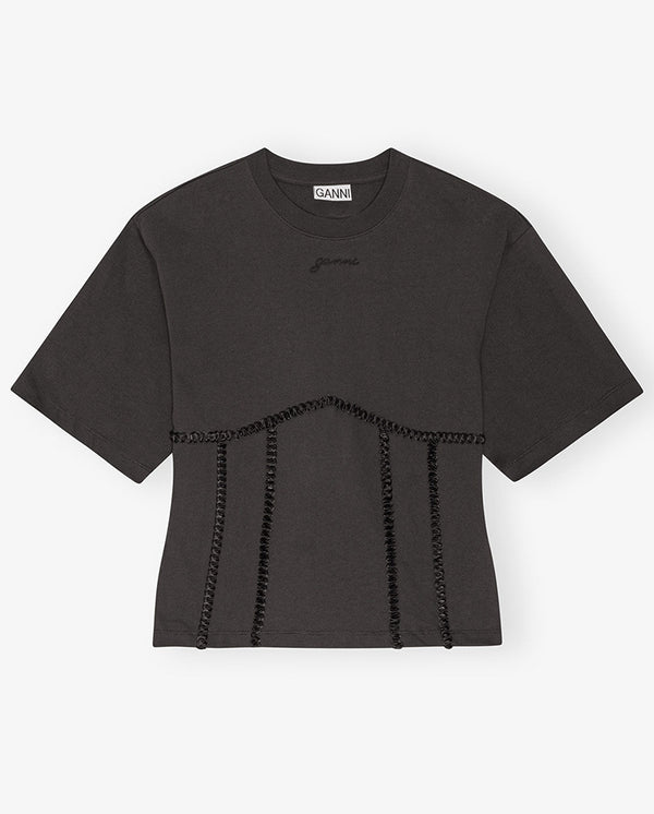 Tie back waist T.Shirt BLACK