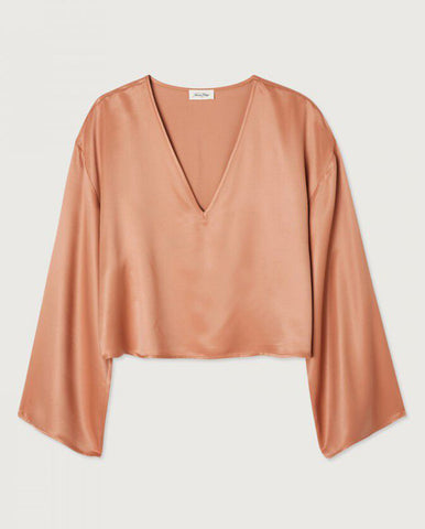 Washed Satin Wrap Blouse Bleached Mauve