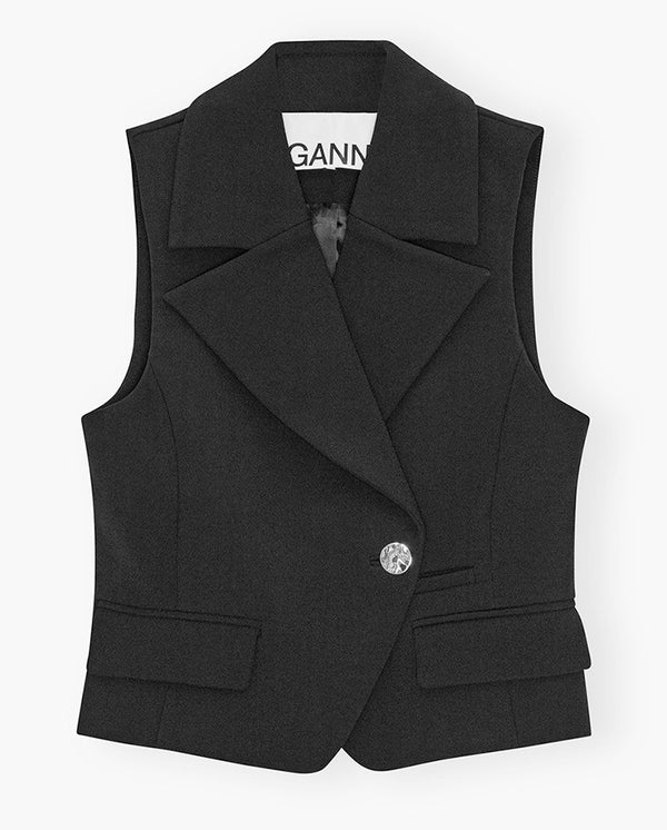 Bonded Crepe Vest BLACK