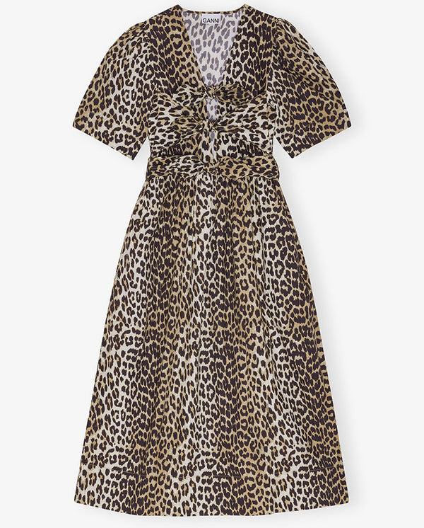 Printed Cotton Tie Dress Leopard