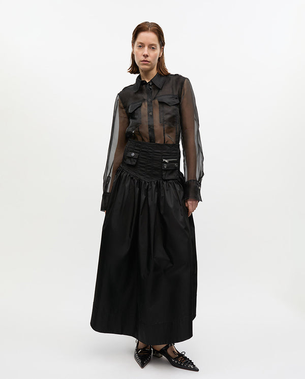 Duchesse Long Pocket Skirt BLACK