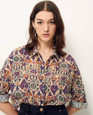 Anita Mosaic shirt Cream / Rust