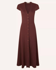 Nea Buttoned Dress Burgundy