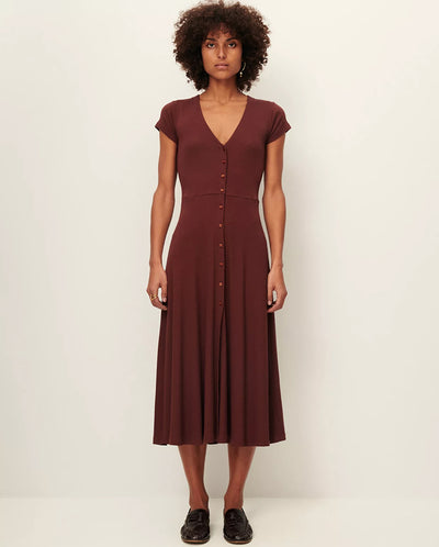 Nea Buttoned Dress Burgundy