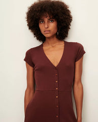 Nea Buttoned Dress Burgundy