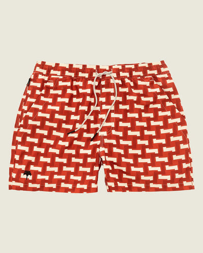 Zig Swim Shorts Red / Ecru Zig