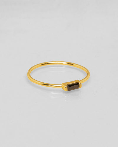 Skinny Black Stone Ring GOLD