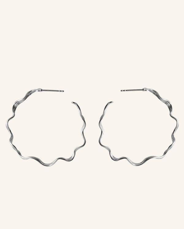 Large Hellir Hoops SILVER