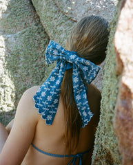 Angela Denim Bow Scrunchie Coronet Blue