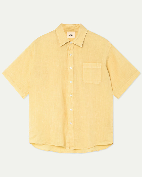 Roque Grandpa Baggy Shirt Pale Yellow Linen