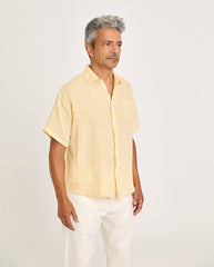 Roque Grandpa Baggy Shirt Pale Yellow Linen