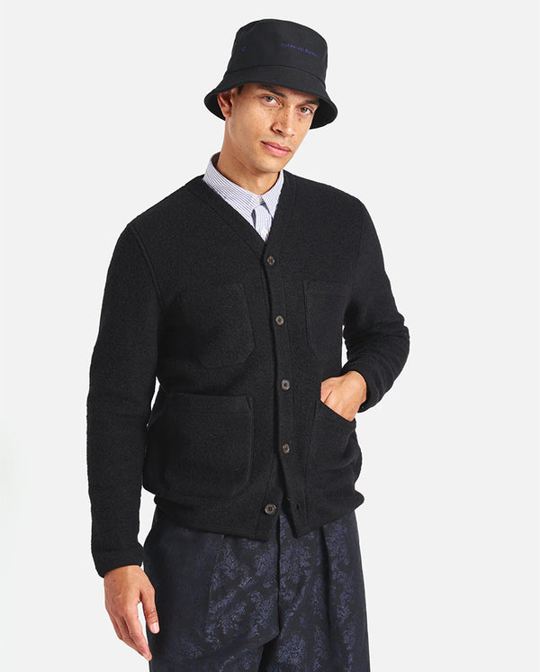 Wool Fleece Cardigan BLACK