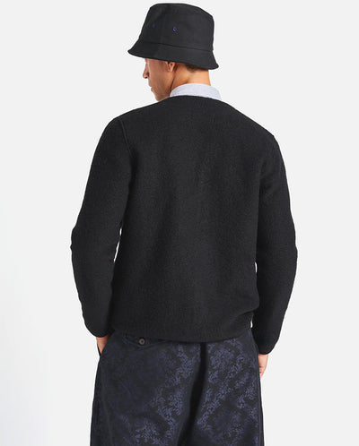 Wool Fleece Cardigan BLACK