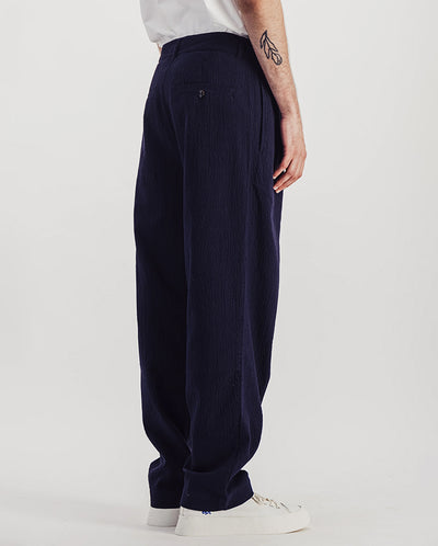 Double Pleat Seersucker Pants NAVY