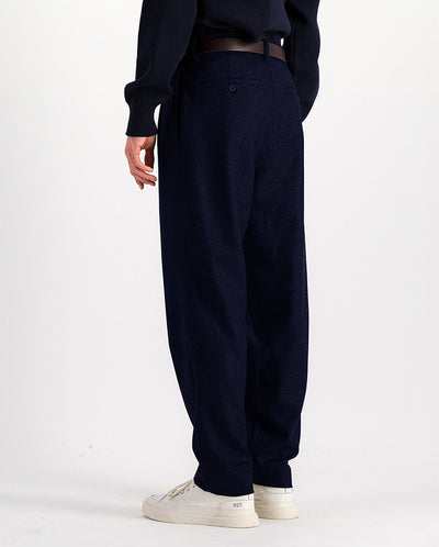 Double Pleats Flannel Pants NAVY