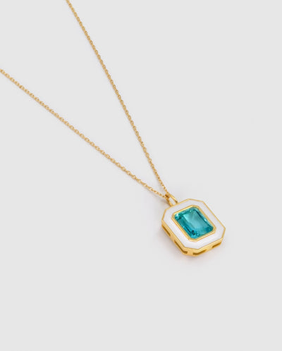 Enamel stone Necklace Aqua marine