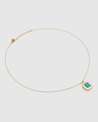 Enamel stone Necklace Aqua marine